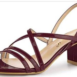 US7.5 Allegra K Women's Strappy Slingback Chunky Heels Slide Sandals